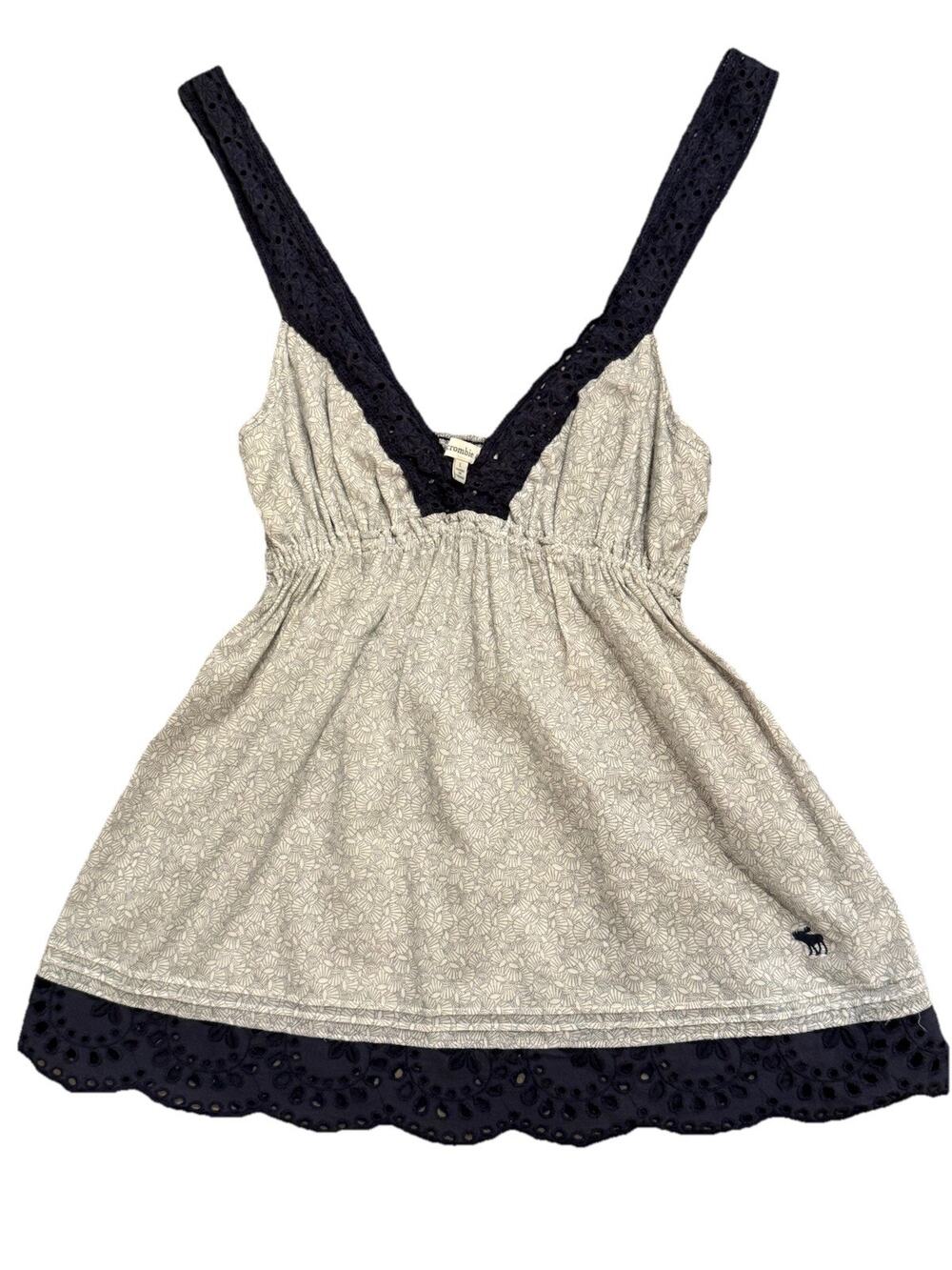 Abercrombie & Fitch Baby Doll Camisole With Lace Trim Size L Y2K Preppy